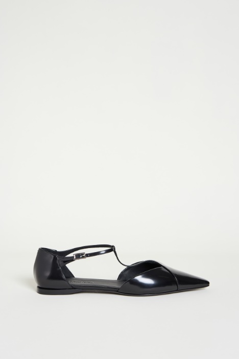 Metallic leather ballet flats Intrend