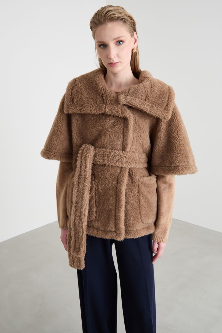 Belted wool and alpaca cape Intrend - 2