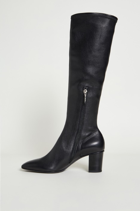 Stivale alto in pelle