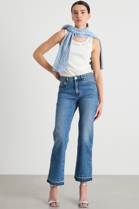 Rhinestone-embellished jersey vest top Intrend