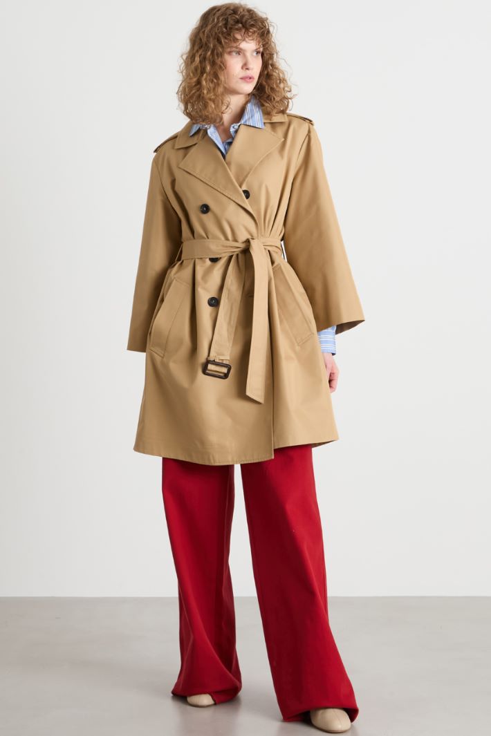 Double-breasted trench coat in water-repellent gabardine Intrend
