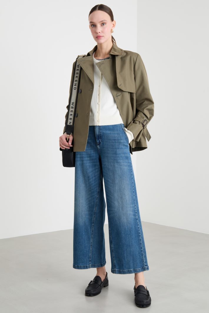 Short Water-Repellent Gabardine Trench Coat Intrend