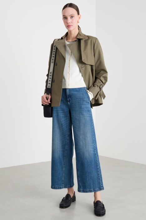 Short Water-Repellent Gabardine Trench Coat Intrend
