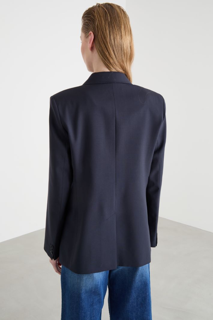 Double-breasted wool canvas blazer Intrend - 4