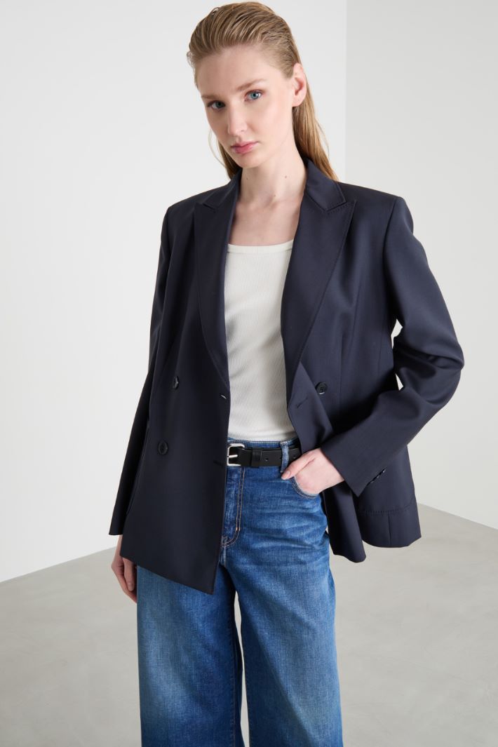 Double-breasted wool canvas blazer Intrend - 2
