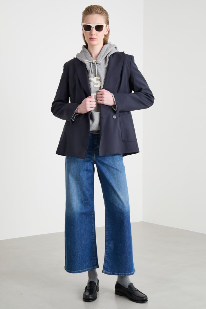 Double-breasted wool canvas blazer Intrend