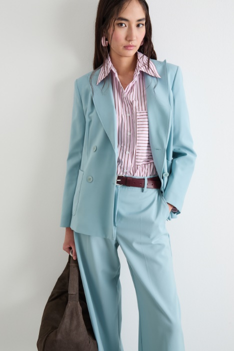 Double-breasted wool canvas blazer Intrend