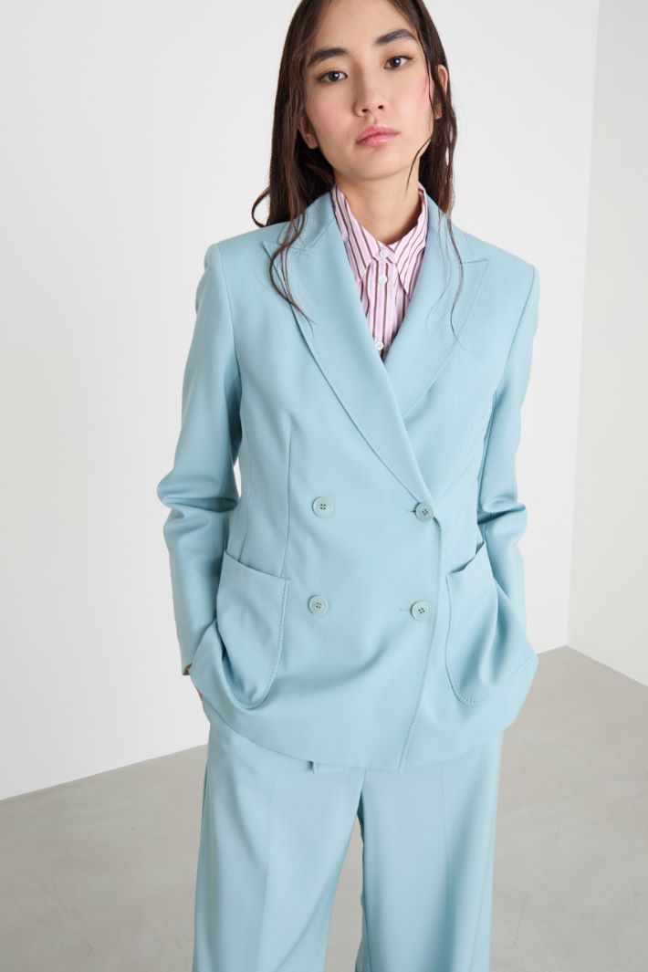 Double-breasted wool canvas blazer Intrend - 3