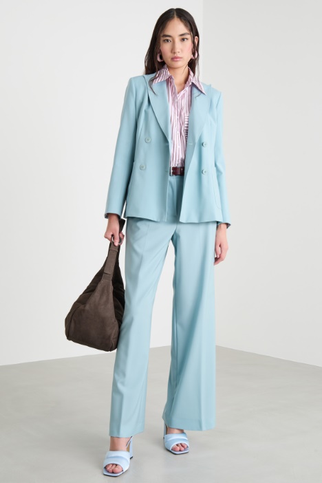 Double-breasted wool canvas blazer Intrend