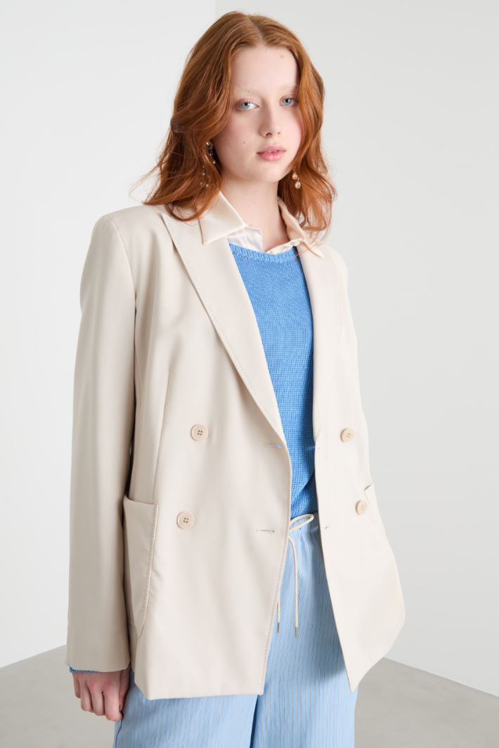 Double-breasted wool canvas blazer Intrend - 2