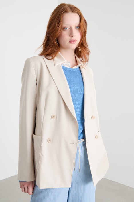 Double-breasted wool canvas blazer Intrend
