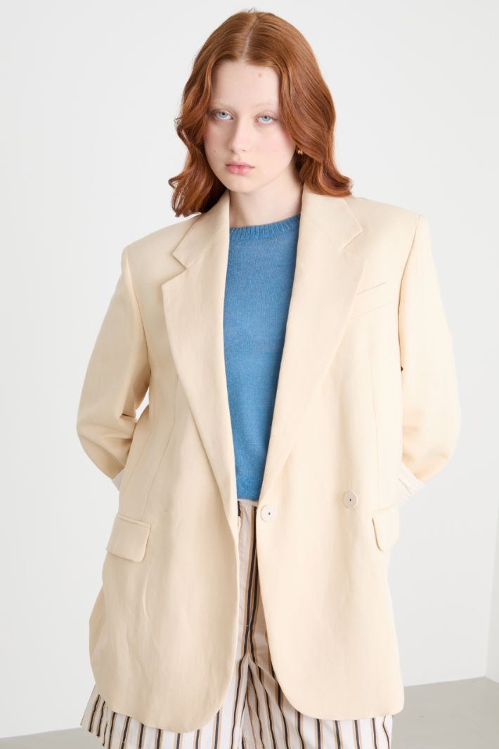 Viscose and linen double-breasted blazer Intrend - 2