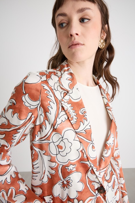 Blazer in twill tecnico stampato