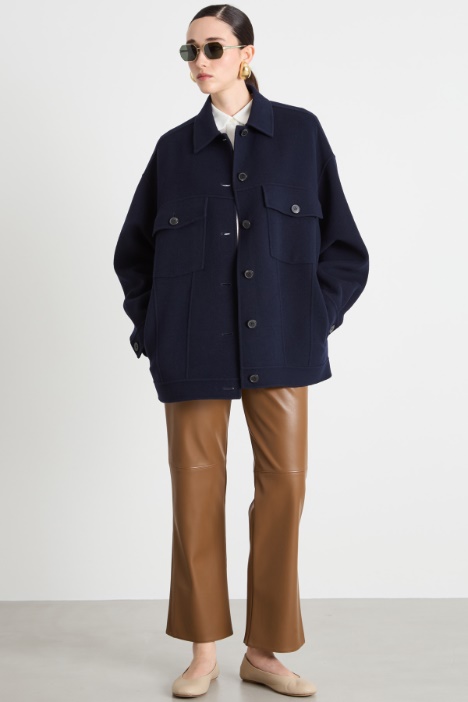 Short oversized double-faced wool coat Intrend