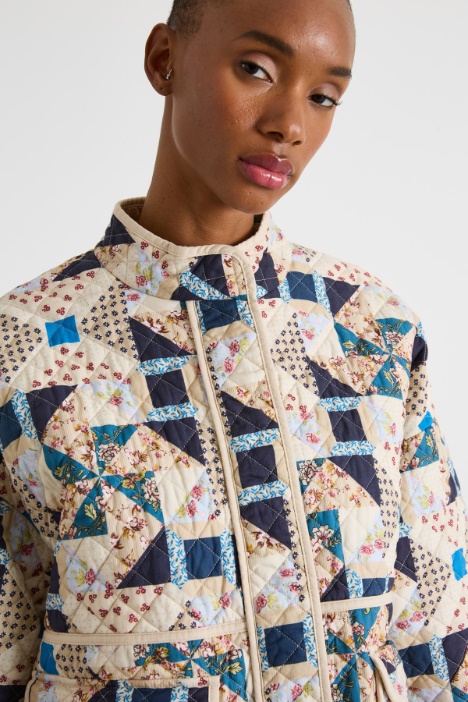 Giacca patchwork in cotone trapuntato