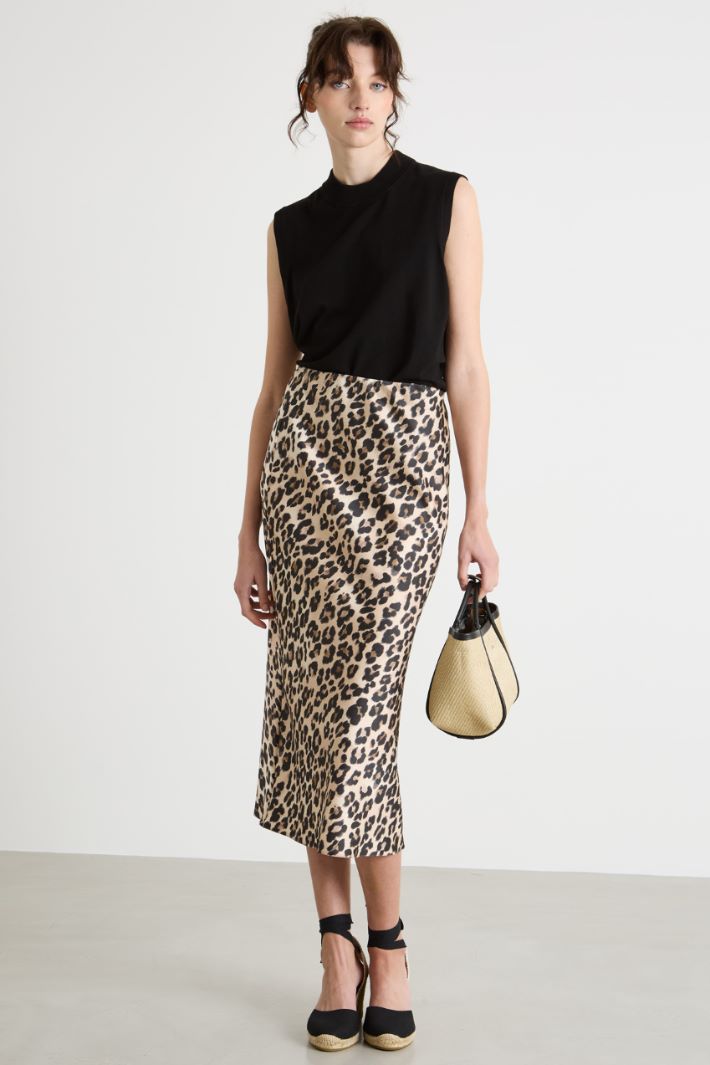 Animal Print Midi Skirt Intrend
