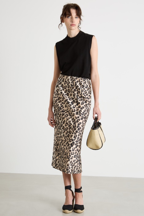 Animal Print Midi Skirt Intrend