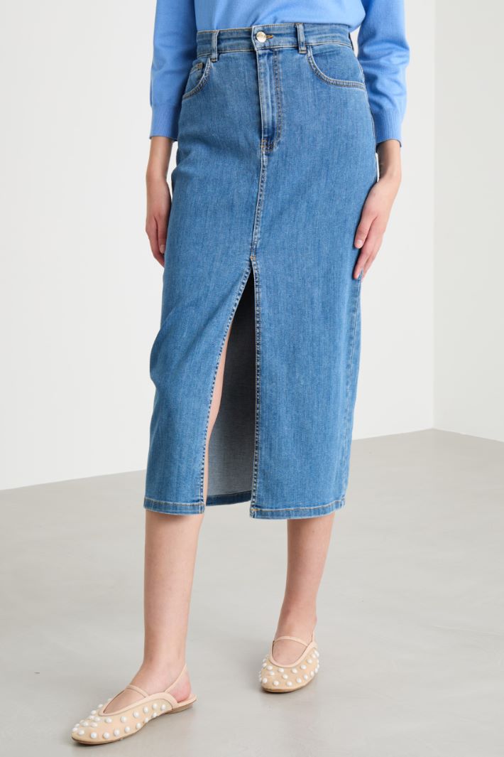 Denim midi skirt Intrend - 2