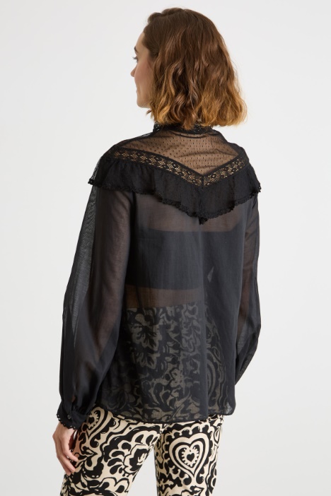 Camicia con inserti effetto see-through