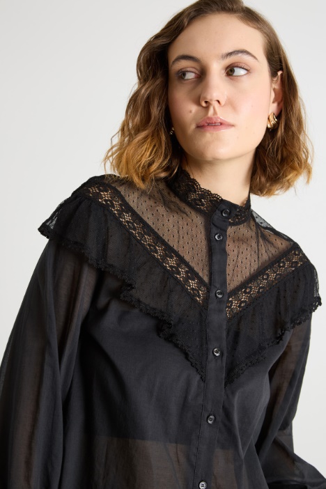 Camicia con inserti effetto see-through
