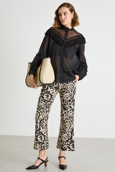 Shirt with sheer plumetis inserts Intrend