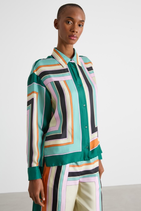 Fluid printed silk twill shirt Intrend