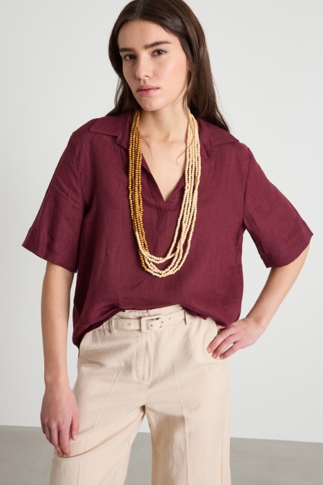 Linen canvas polo shirt Intrend