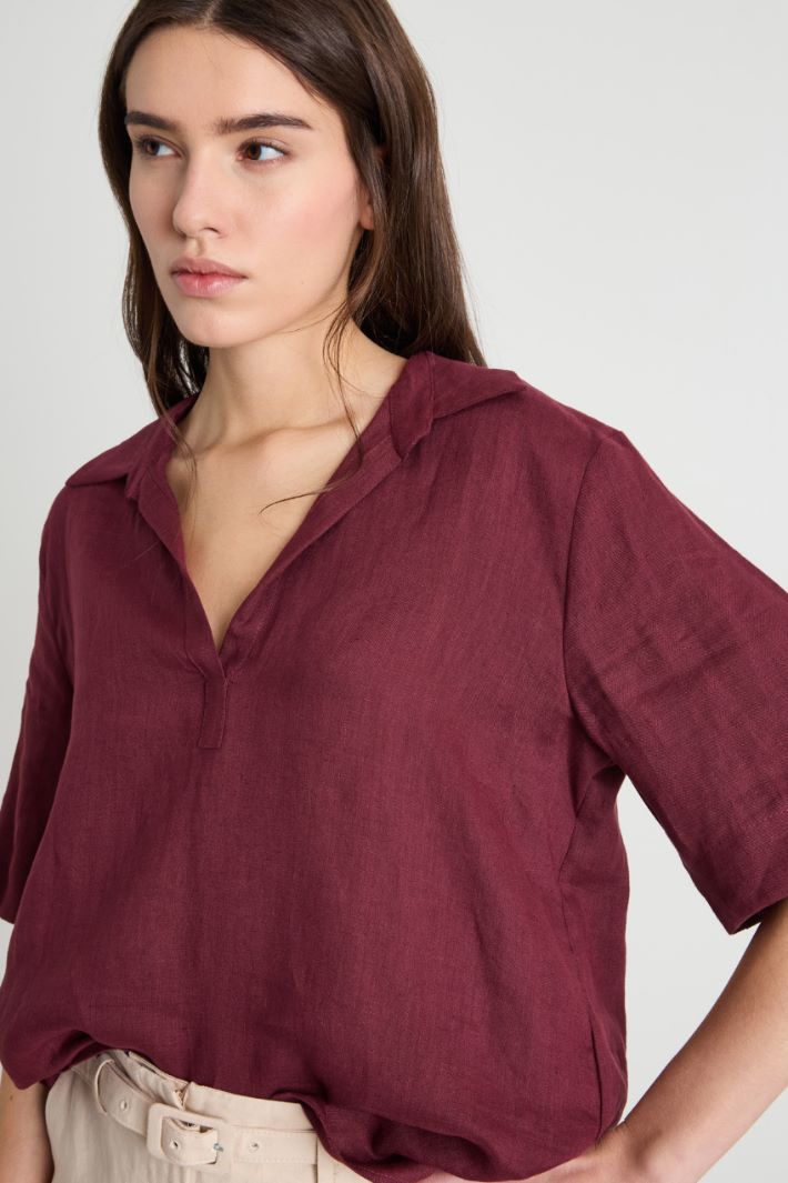 Linen canvas polo shirt Intrend - 3