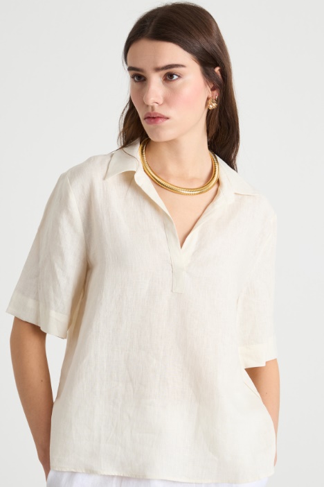 Linen canvas polo shirt Intrend