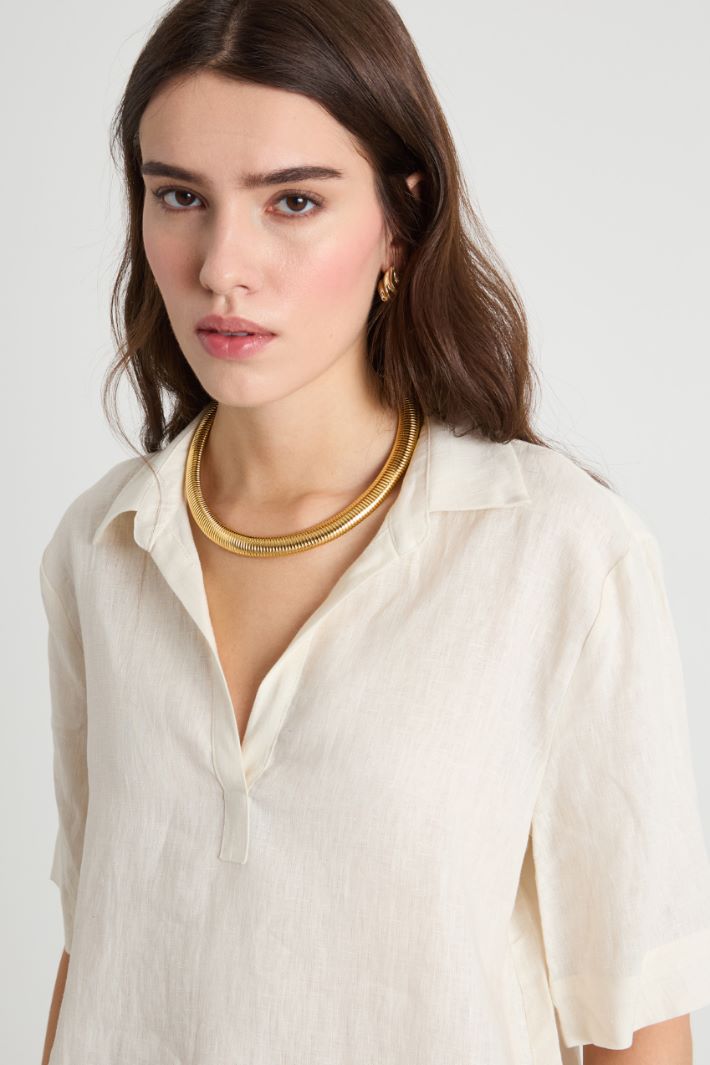 Linen canvas polo shirt Intrend - 3