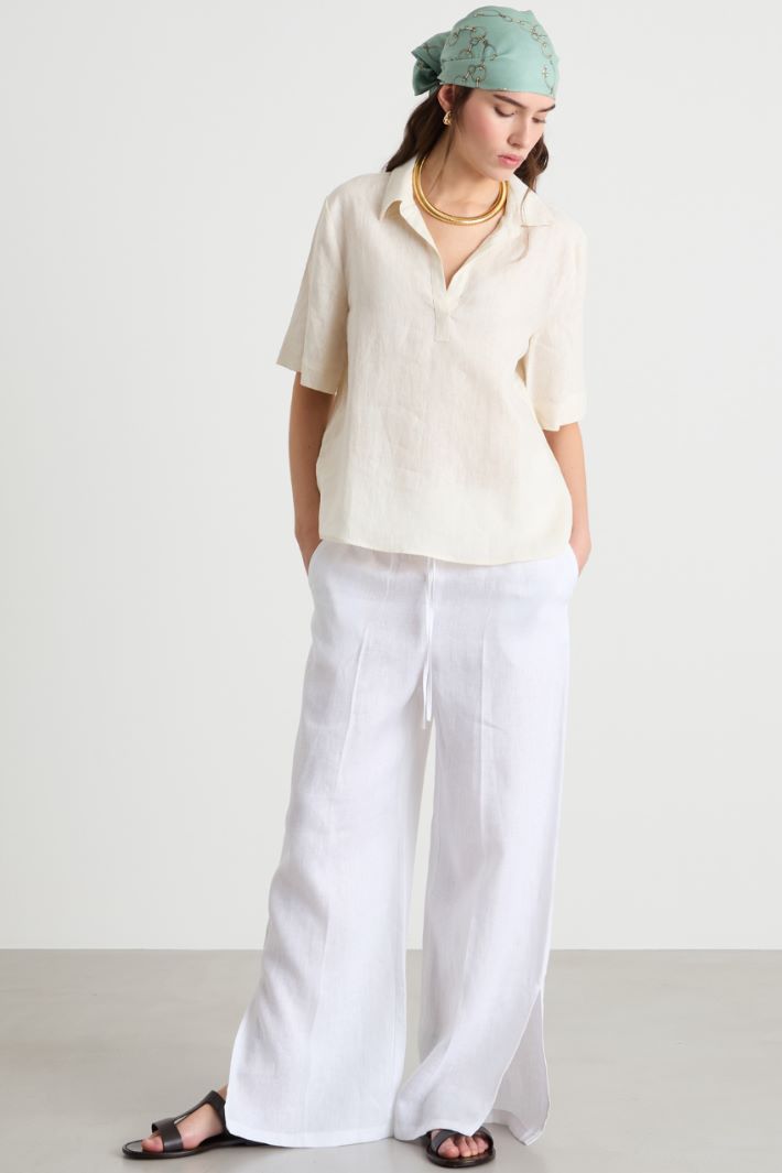 Linen canvas polo shirt Intrend