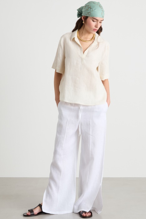 Linen canvas polo shirt Intrend