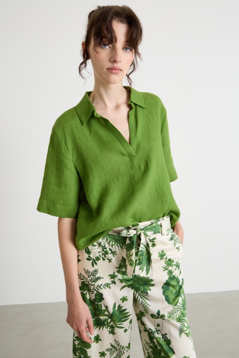 Linen canvas polo shirt Intrend