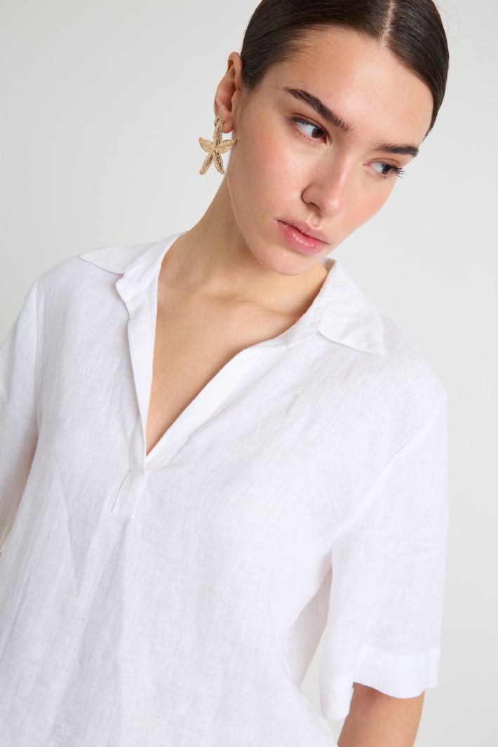 Linen canvas polo shirt Intrend - 3