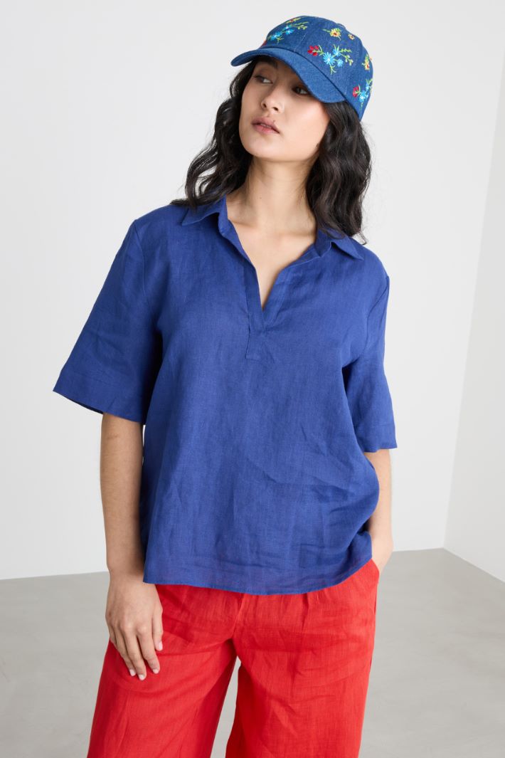 Linen canvas polo shirt Intrend - 2