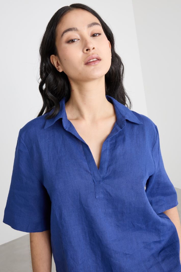 Linen canvas polo shirt Intrend - 3