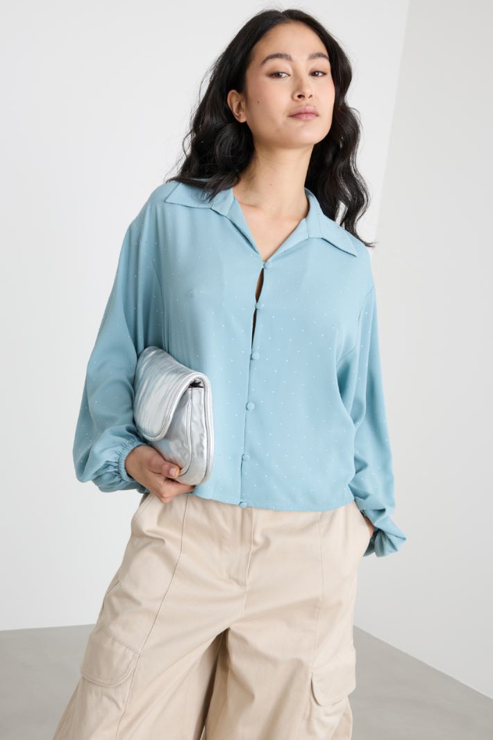 Boxy shirt with blouson sleeves Intrend - 2