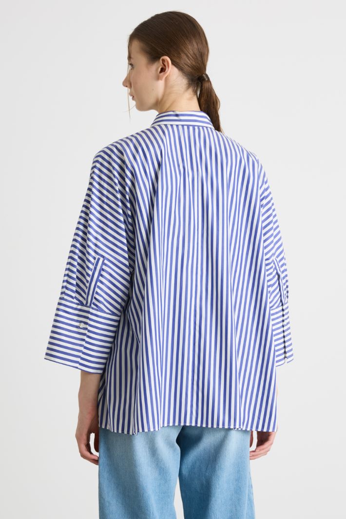 Camisa amplia de popelina - AZUL BLANCO - Intrend - 4