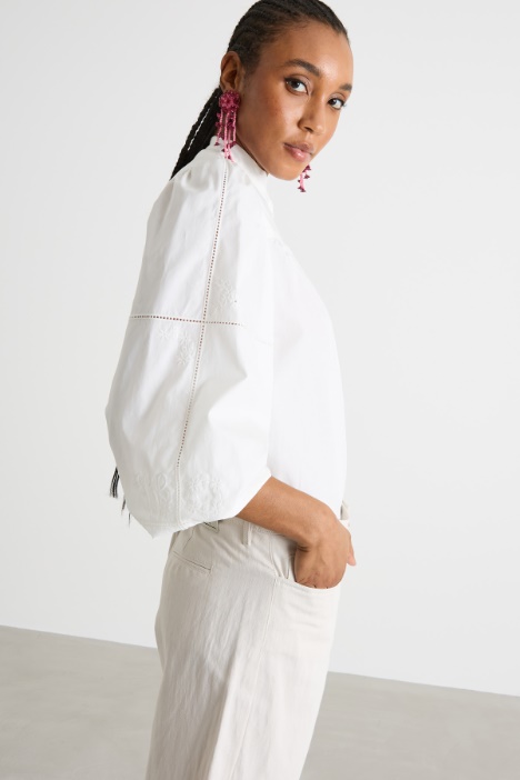 Mandarin collar poplin shirt Intrend