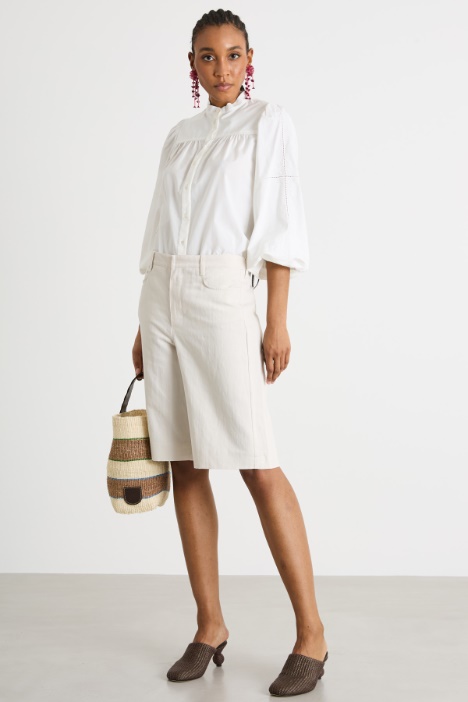 Mandarin collar poplin shirt Intrend