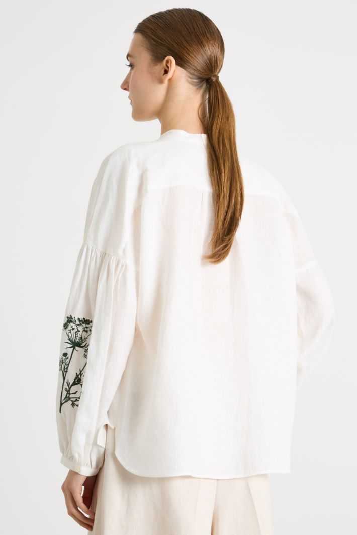 Embroidered linen canvas shirt Intrend - 4