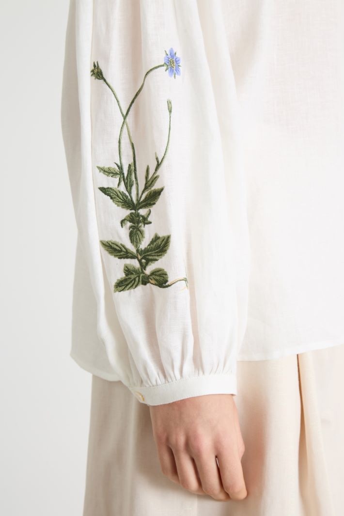 Embroidered linen canvas shirt Intrend - 3