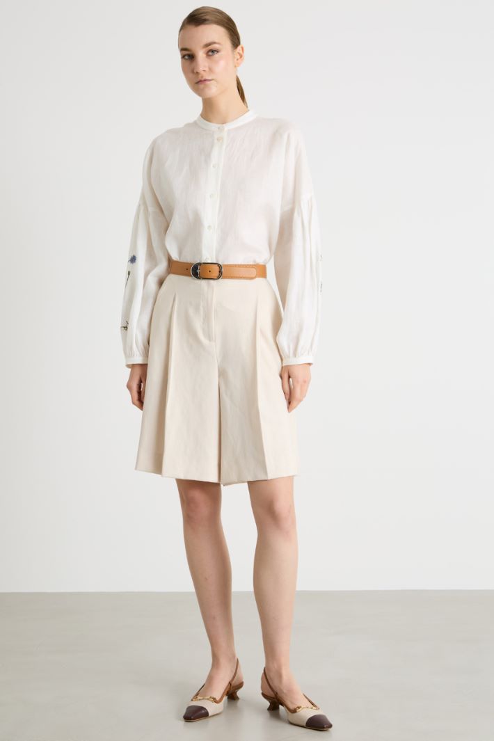 Embroidered linen canvas shirt Intrend