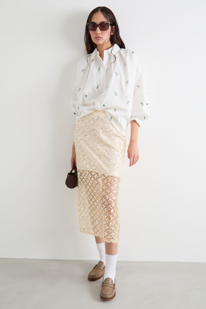 Embroidered poplin shirt Intrend