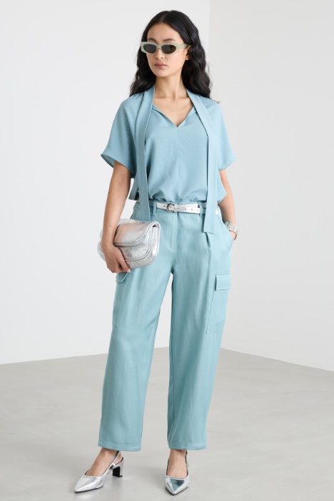 Micro-Crystal Embellished Blouse Intrend