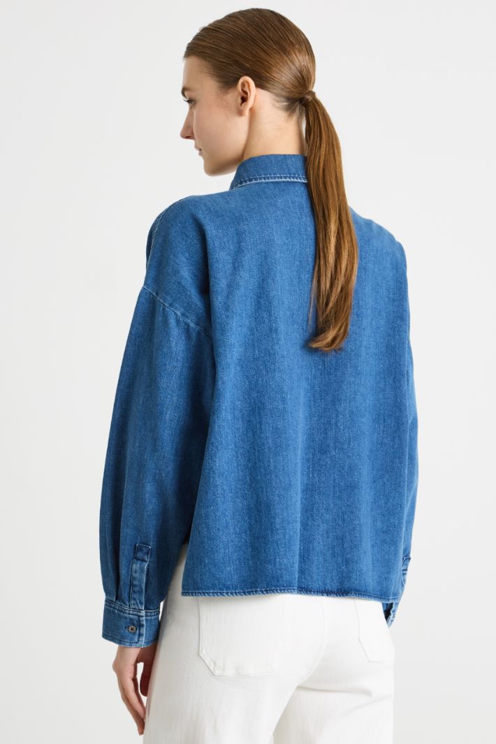 Boxy Denim Shirt Intrend - 4