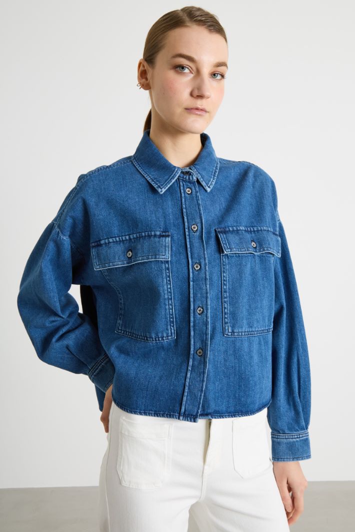 Boxy Denim Shirt Intrend - 2