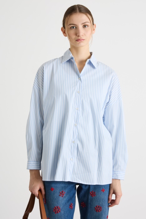 Relaxed-fit stretch poplin shirt Intrend