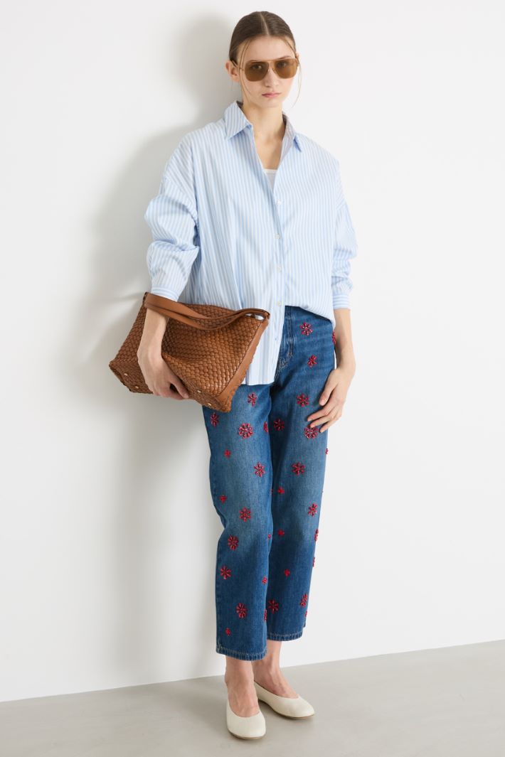 Relaxed-fit stretch poplin shirt Intrend