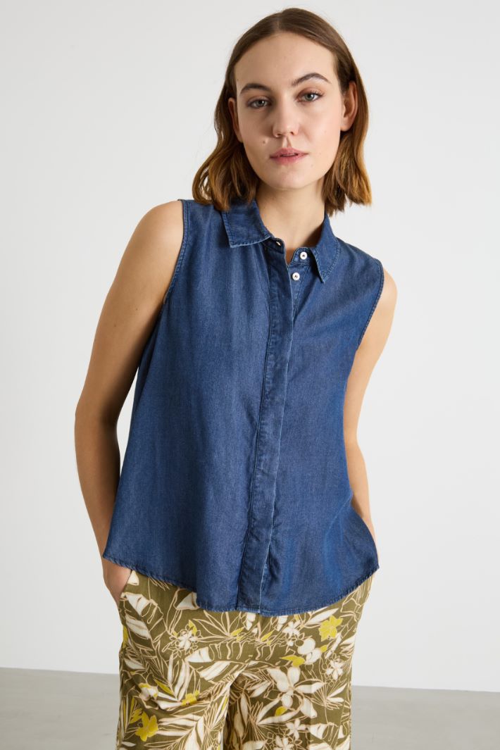 Sleeveless denim shirt Intrend - 2